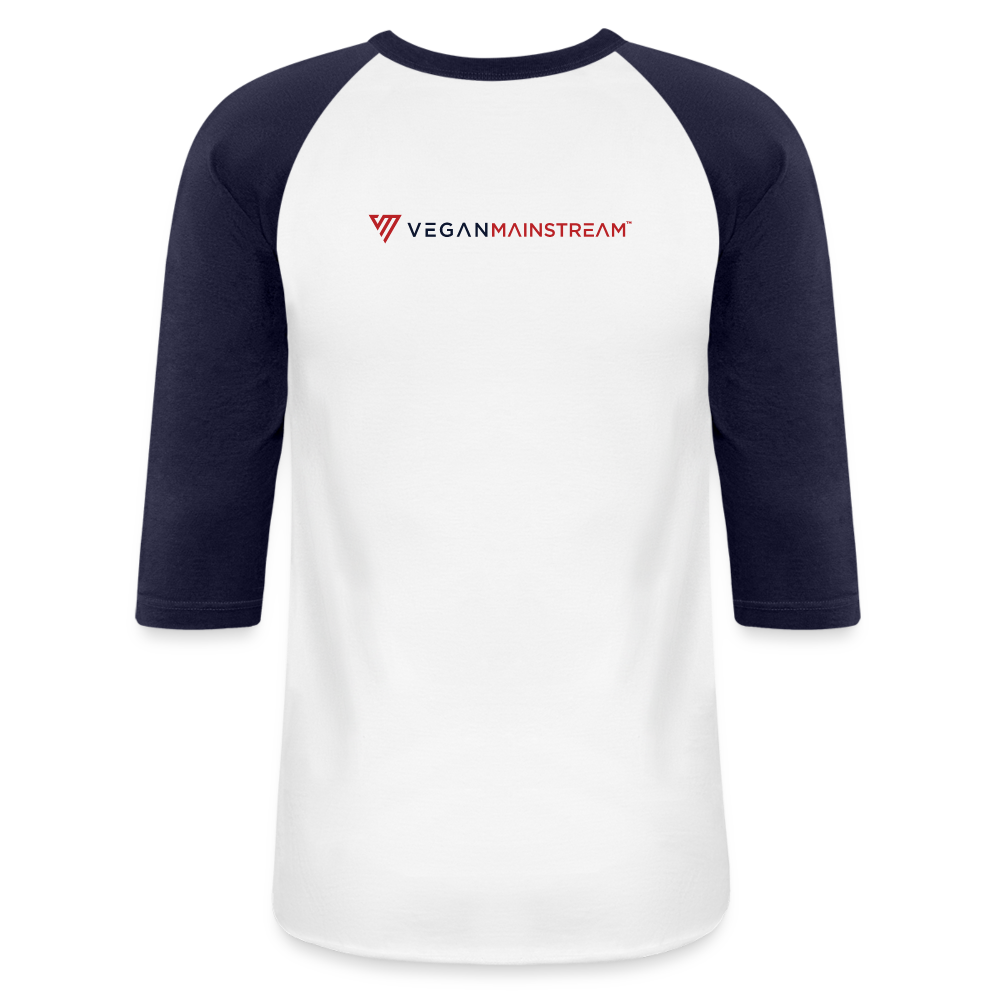 Vegan Vibes Baseball Tee - white/navy