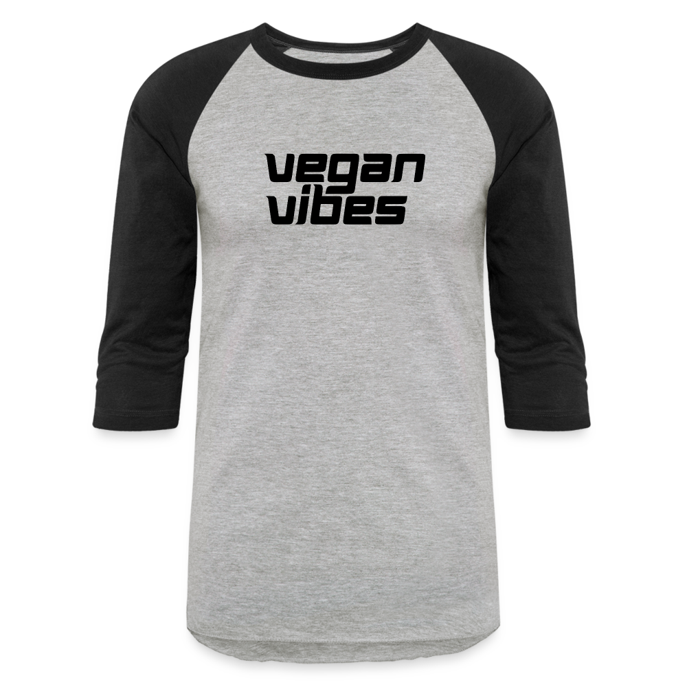 Vegan Vibes Baseball Tee - heather gray/black