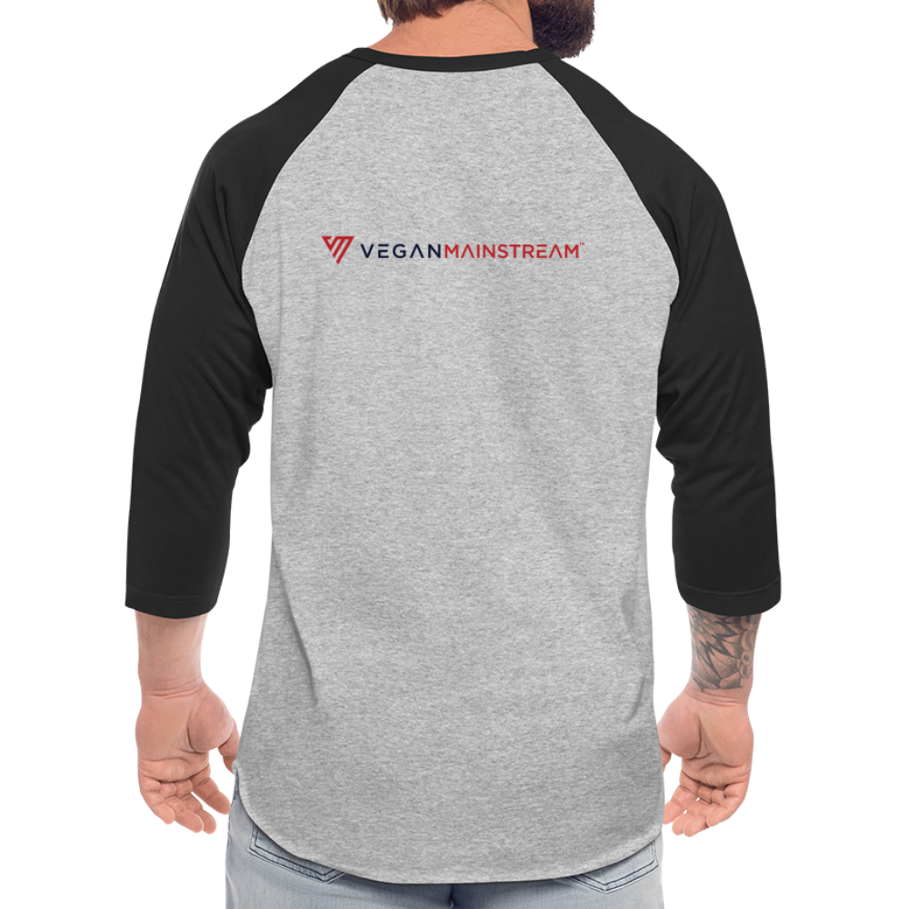 Vegan Vibes Baseball Tee - heather gray/black