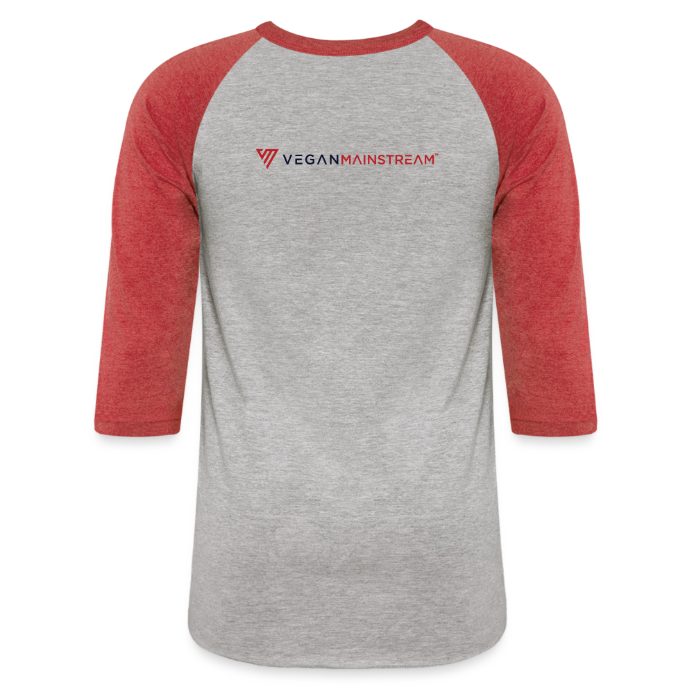 Vegan Vibes Baseball Tee - heather gray/red
