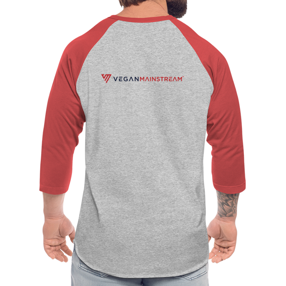 Vegan Vibes Baseball Tee - heather gray/red