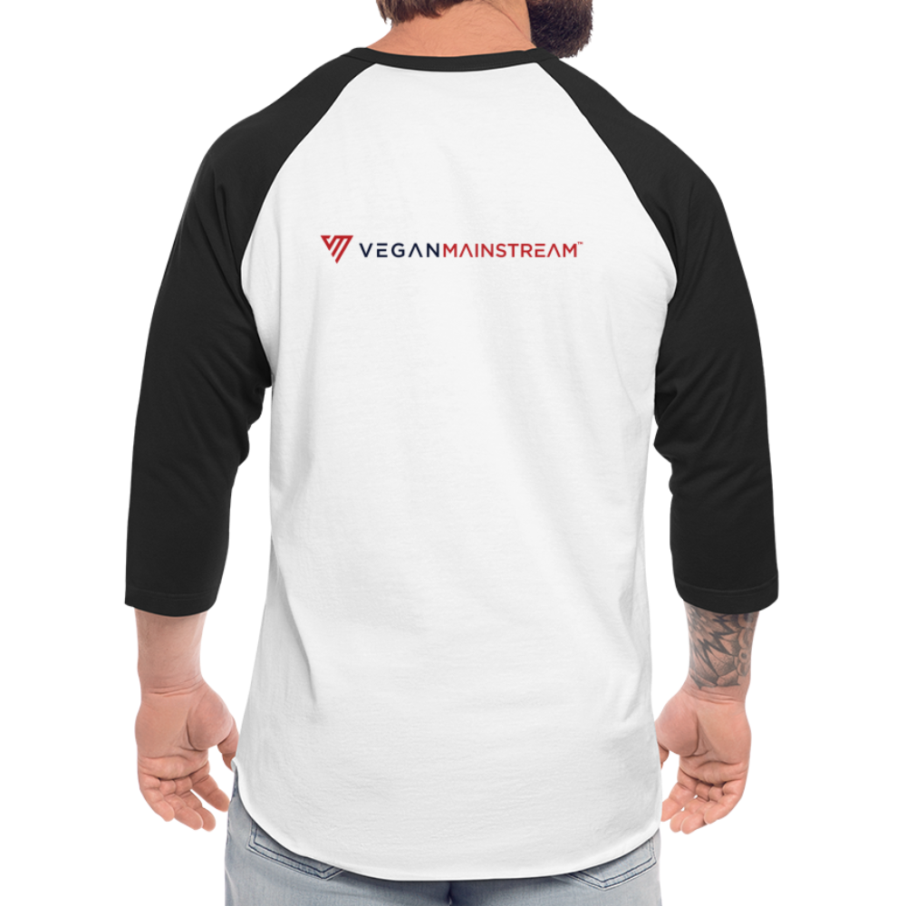 Vegan Vibes Baseball Tee - white/black