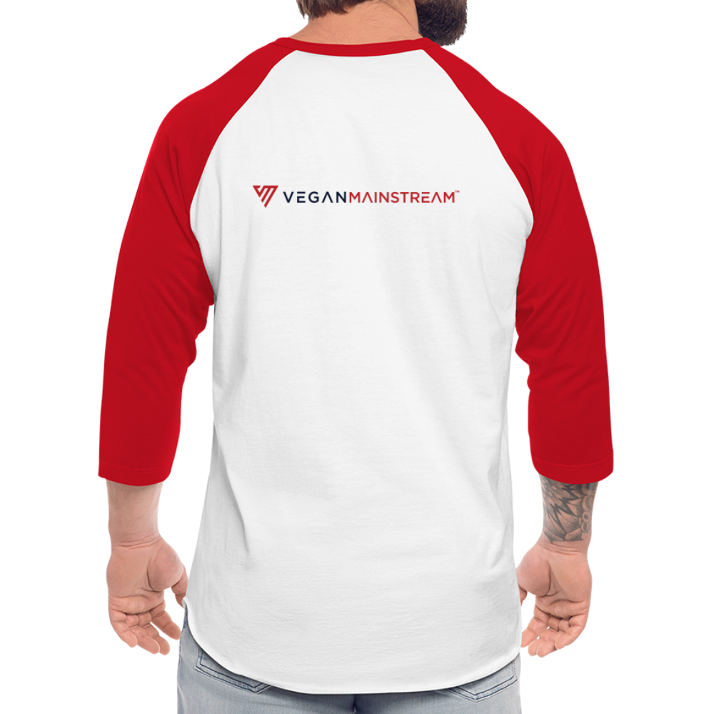 Vegan Vibes Baseball Tee - white/red