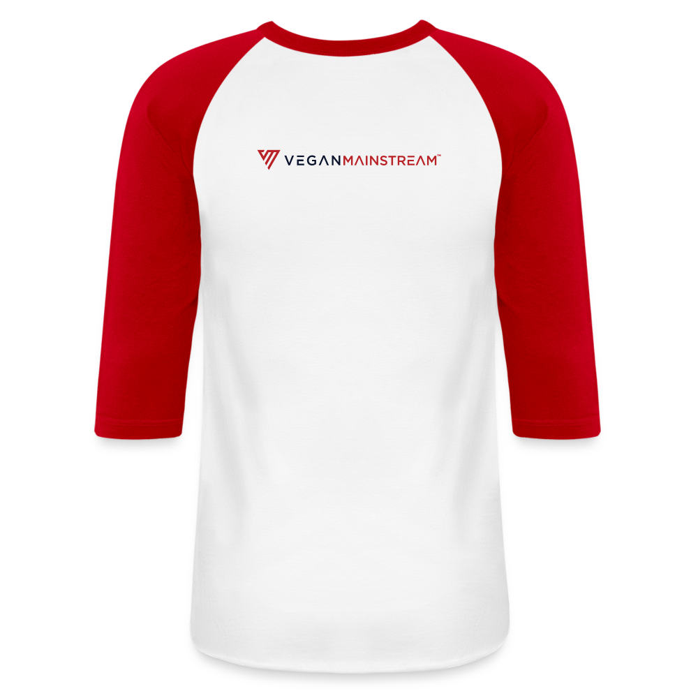 Vegan Vibes Baseball Tee - white/red