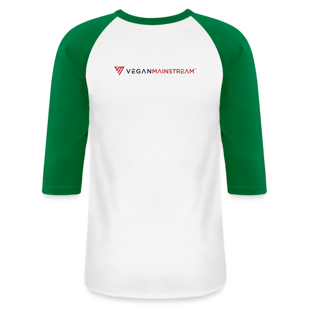 Vegan Vibes Baseball Tee - white/kelly green
