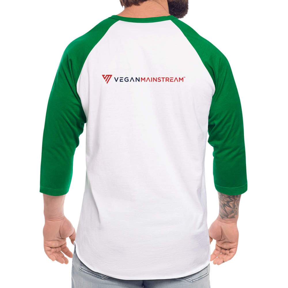 Vegan Vibes Baseball Tee - white/kelly green