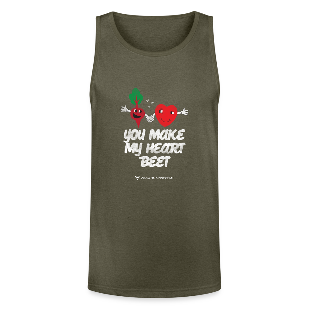Heart Beet Tri-Blend Organic Tank - heather olive