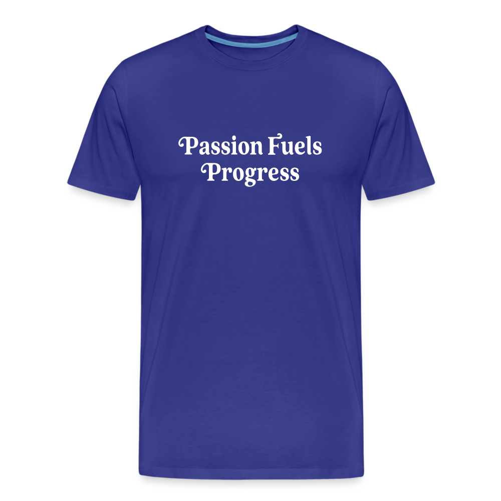 Passion Fuels Progress Straight Cut Organic Cotton Shirt - royal blue