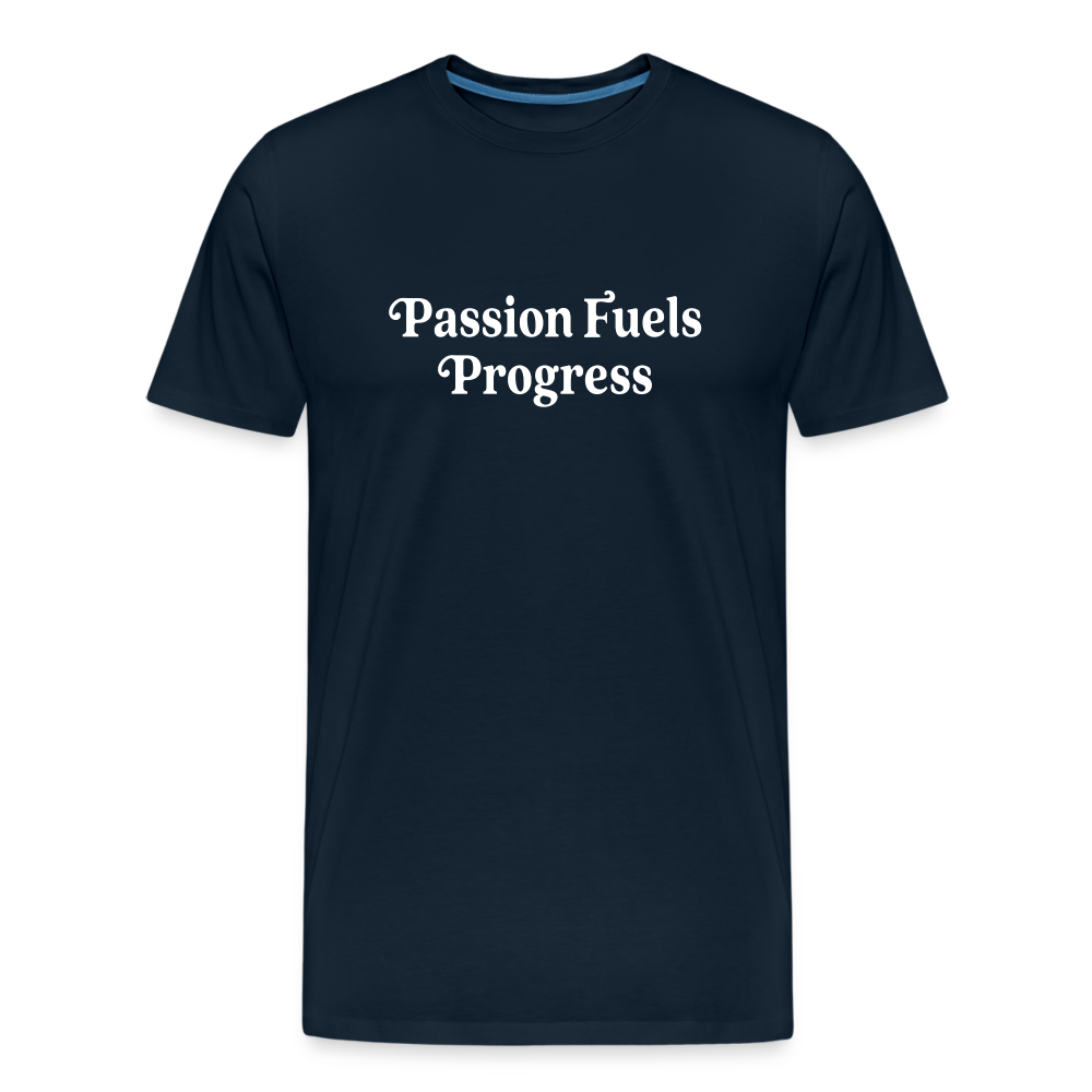 Passion Fuels Progress Straight Cut Organic Cotton Shirt - deep navy