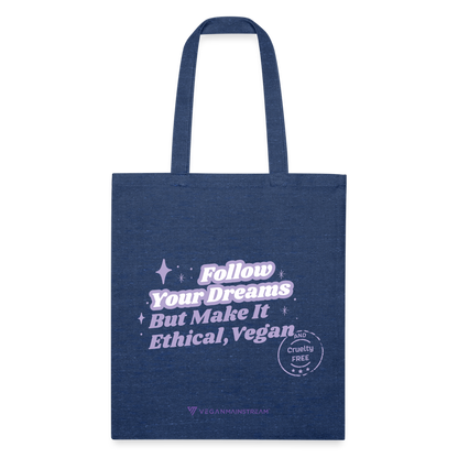 Follow Your Dreams [Purple] Recycled Tote - heather navy