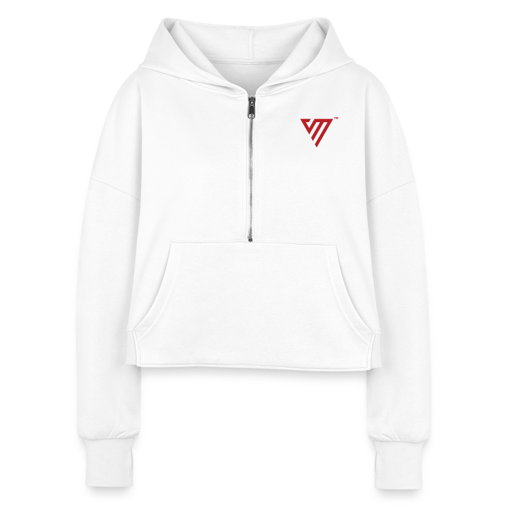 VM Logo [White] Half-Zip Cropped Hoodie - white