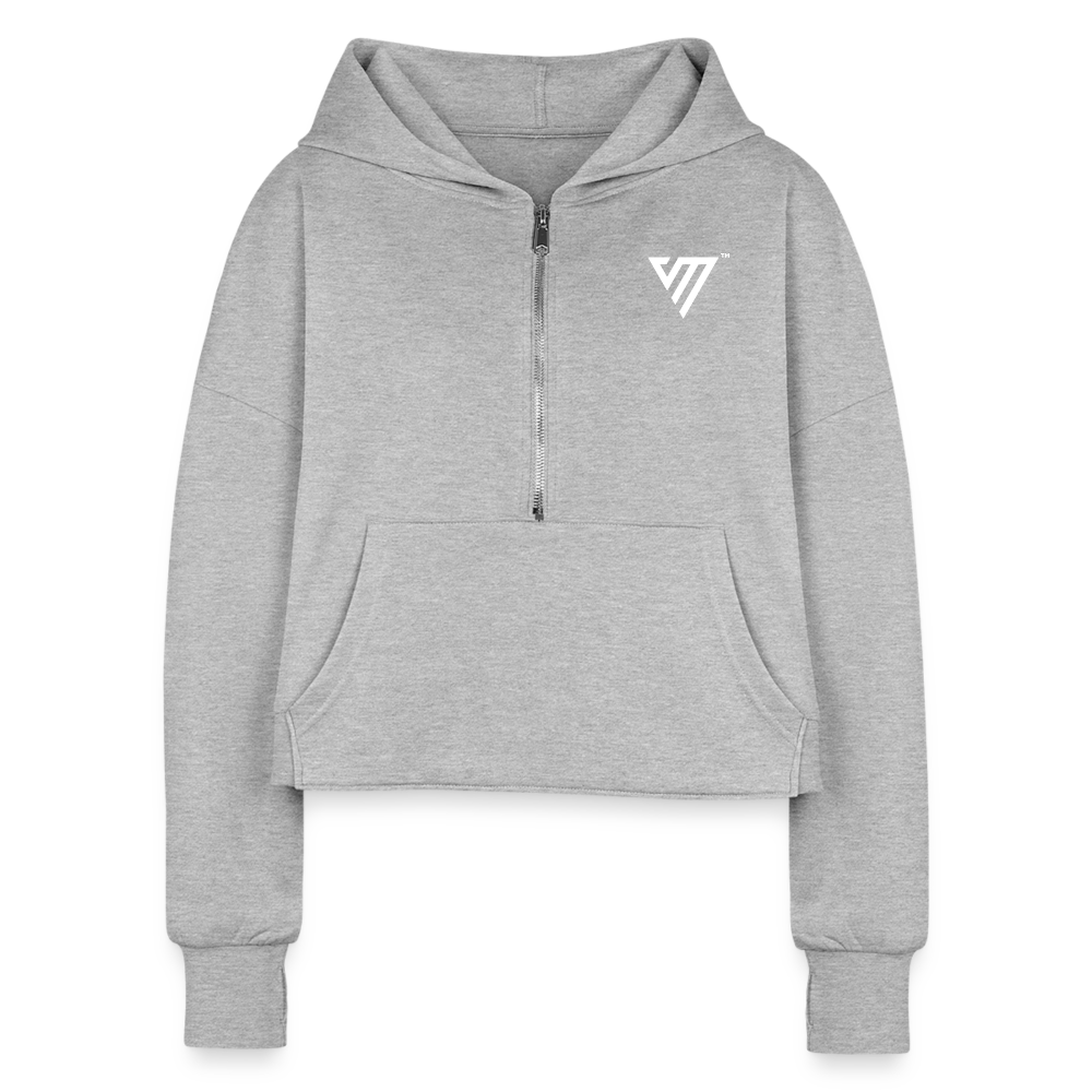 VM Logo [White] Half-Zip Cropped Hoodie - heather gray