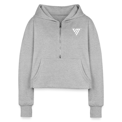 VM Logo [White] Half-Zip Cropped Hoodie - heather gray
