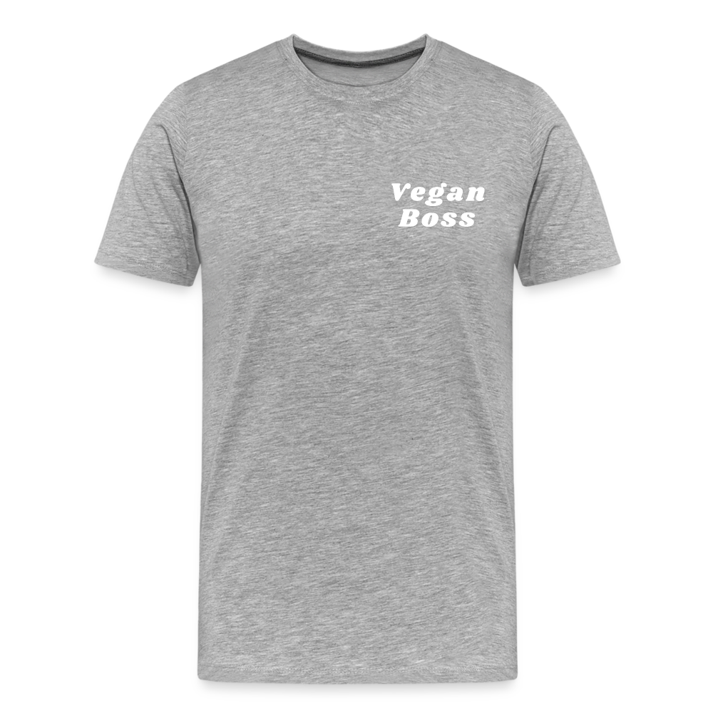 Vegan Boss [White] Straight Cut Organic Cotton Shirt - heather gray