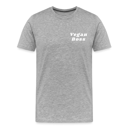 Vegan Boss [White] Straight Cut Organic Cotton Shirt - heather gray
