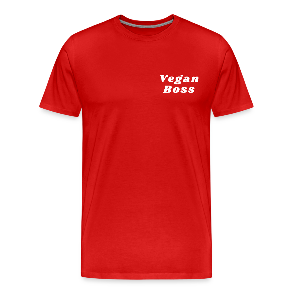 Vegan Boss [White] Straight Cut Organic Cotton Shirt - red