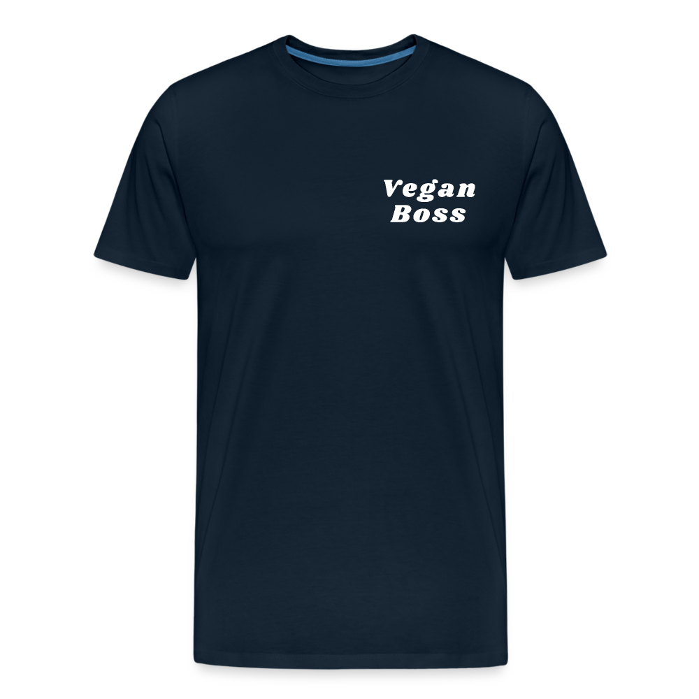 Vegan Boss [White] Straight Cut Organic Cotton Shirt - deep navy