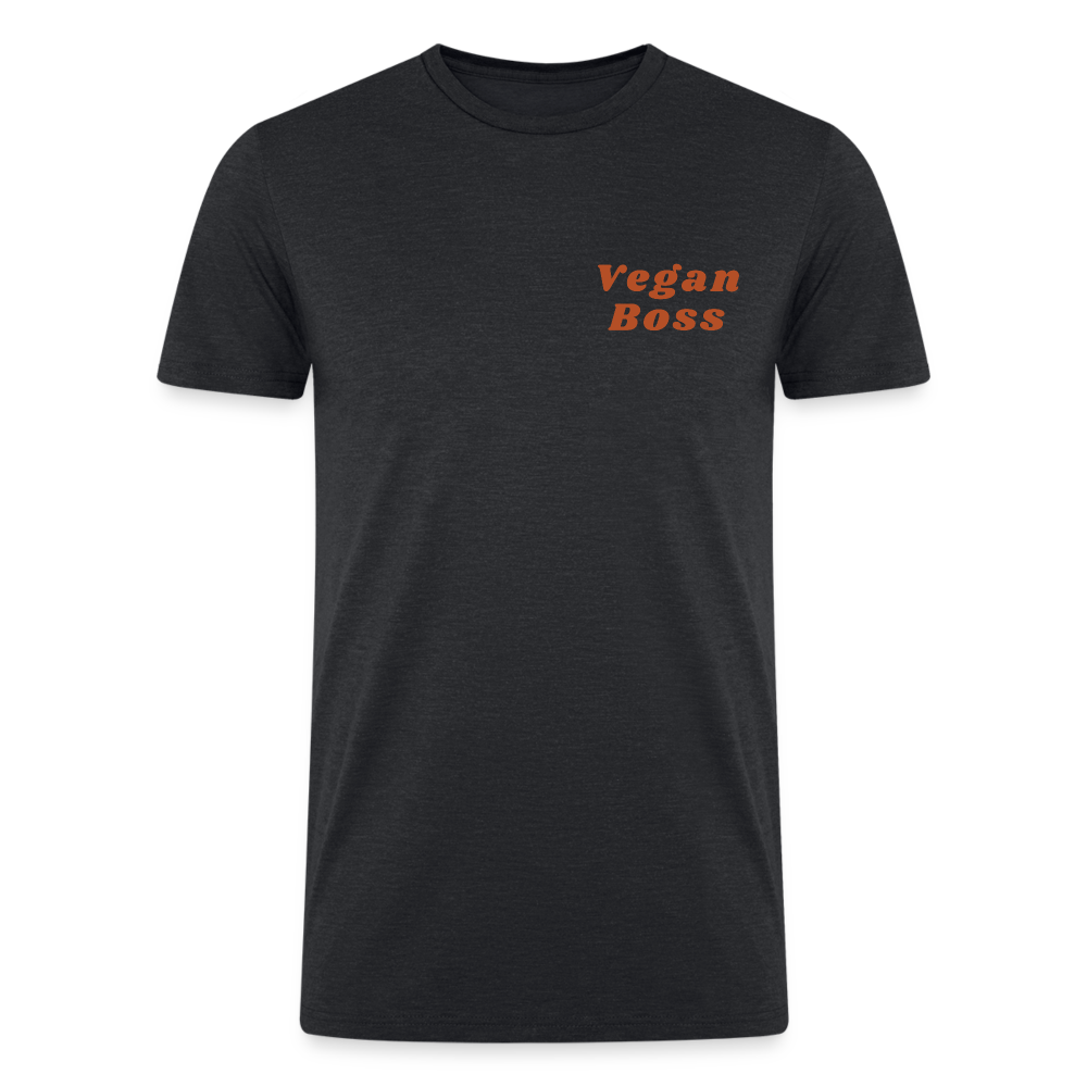 Vegan Boss [Burnt Orange] Straight Cut Organic Tri-Blend Shirt - heather black
