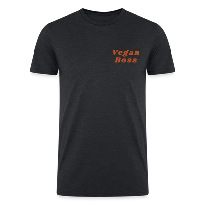 Vegan Boss [Burnt Orange] Straight Cut Organic Tri-Blend Shirt - heather black