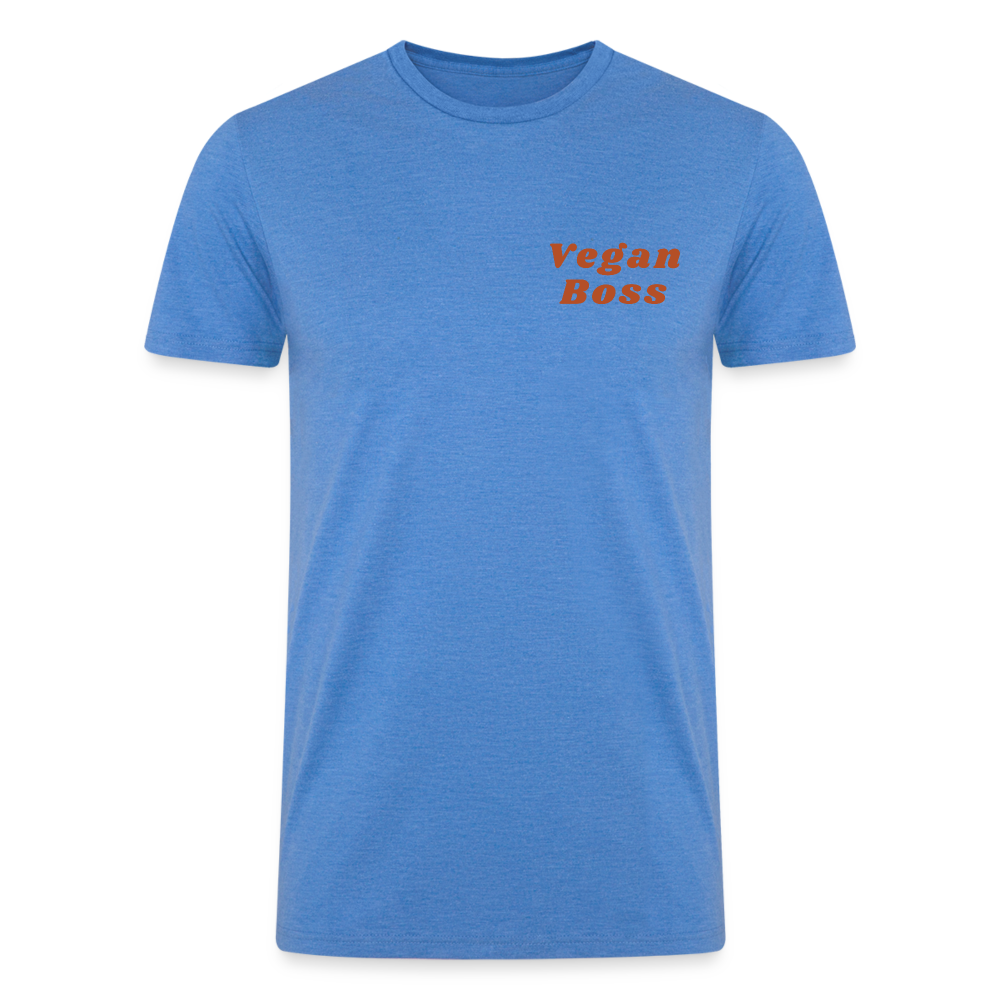 Vegan Boss [Burnt Orange] Straight Cut Organic Tri-Blend Shirt -  heather blue