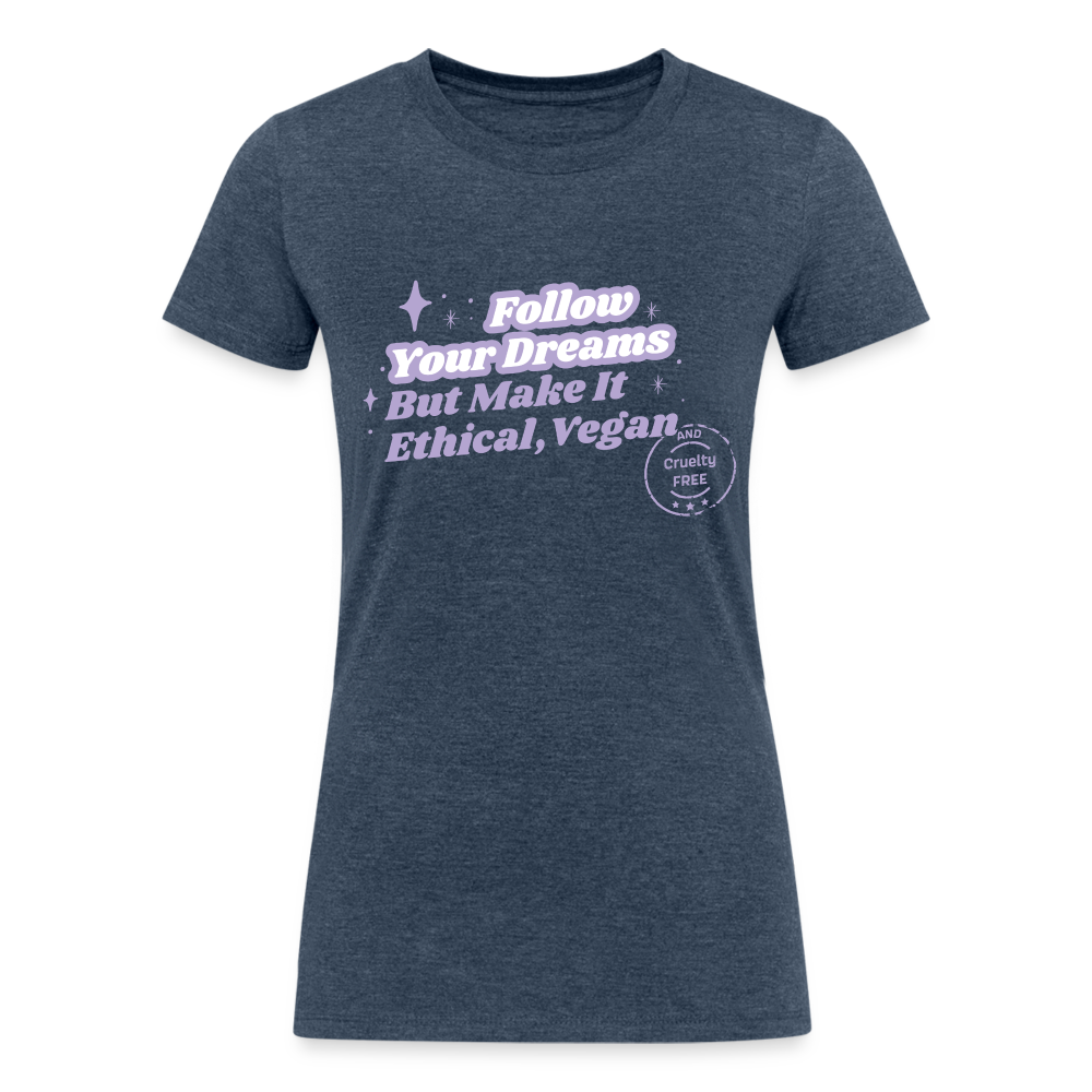 Follow Your Dreams [Purple] Fitted Organic Tri-Blend Shirt - heather navy