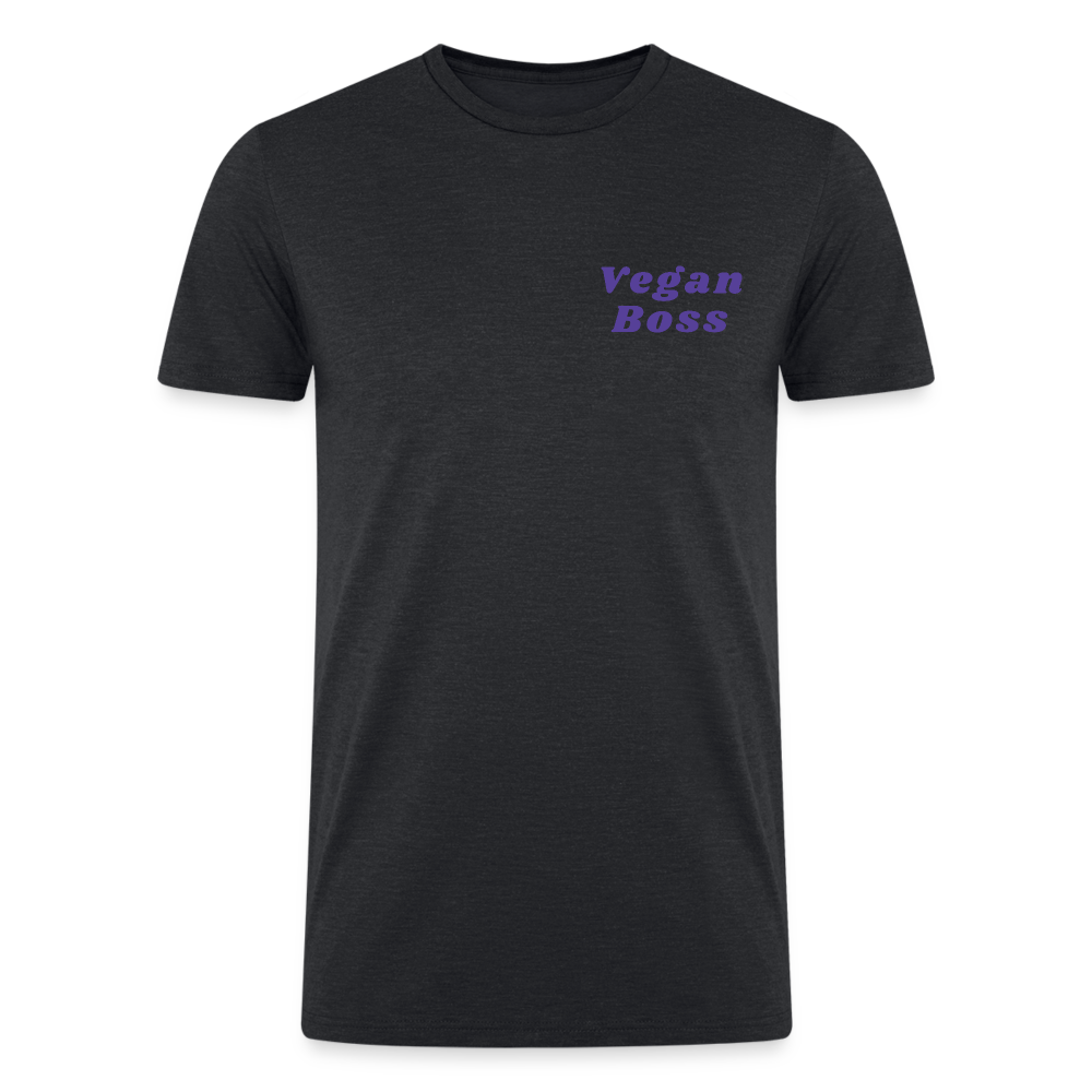 Vegan Boss [Purple] Straight Cut Organic Tri-Blend Shirt - heather black