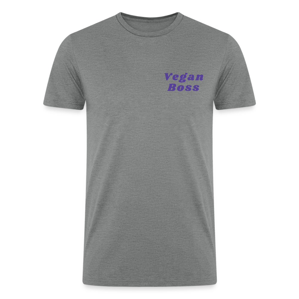 Vegan Boss [Purple] Straight Cut Organic Tri-Blend Shirt - heather gray