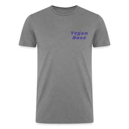 Vegan Boss [Purple] Straight Cut Organic Tri-Blend Shirt - heather gray