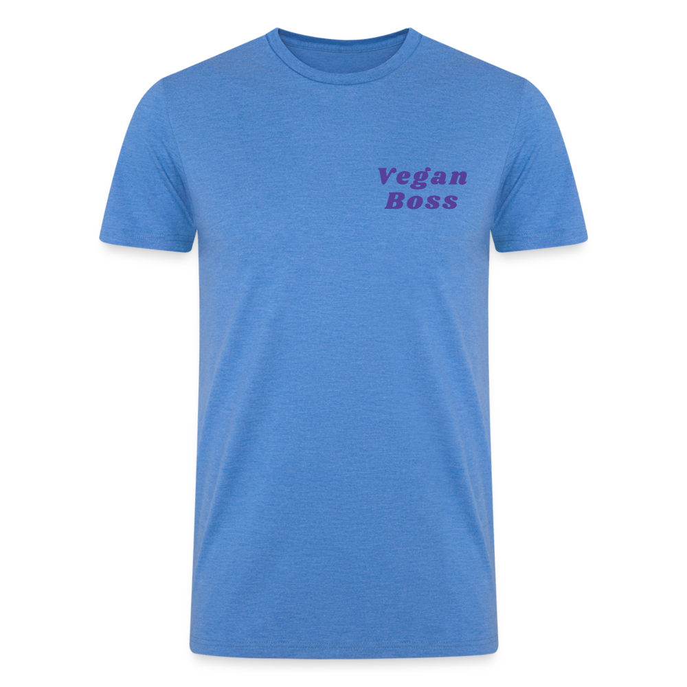 Vegan Boss [Purple] Straight Cut Organic Tri-Blend Shirt -  heather blue