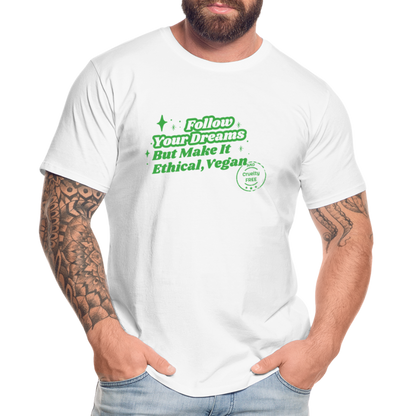 Follow Your Dreams [Green] Straight Cut Organic Cotton Shirt - white