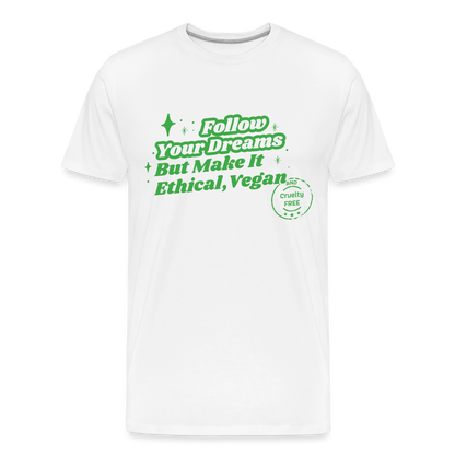 Follow Your Dreams [Green] Straight Cut Organic Cotton Shirt - white