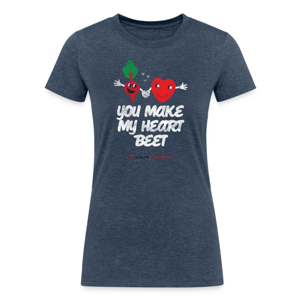 Heart Beet Fitted Organic Tri-Blend Shirt - heather navy