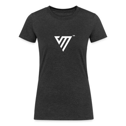VM Logo [White] Fitted Organic Tri-Blend Shirt - heather black