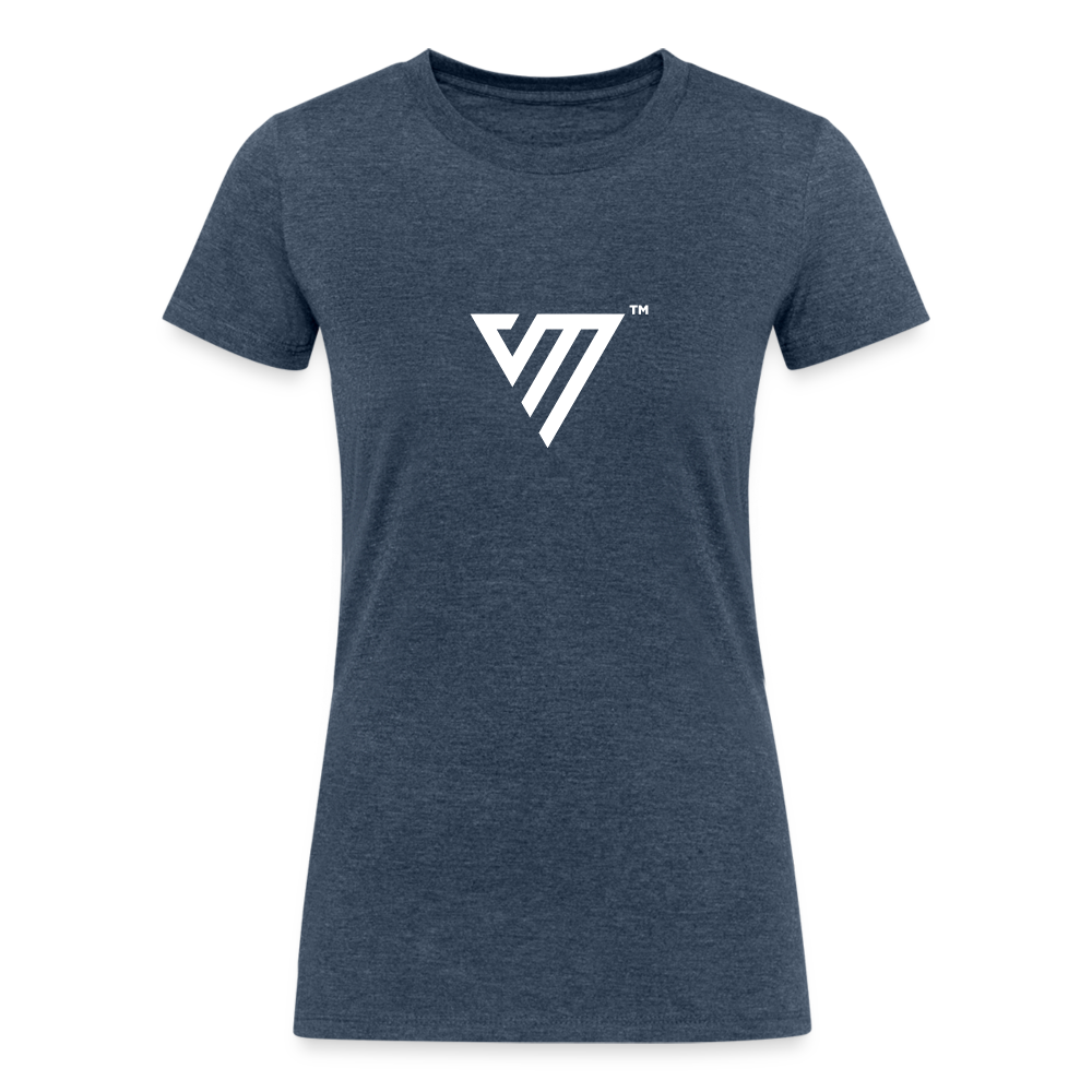 VM Logo [White] Fitted Organic Tri-Blend Shirt - heather navy