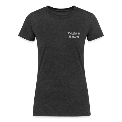 Vegan Boss [Gray] Fitted Organic Tri-Blend Shirt - heather black