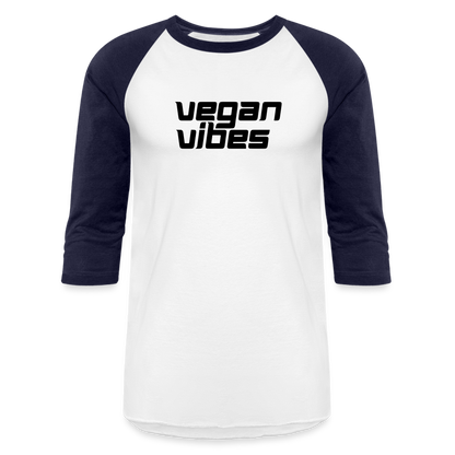 Vegan Vibes Baseball Tee - white/navy