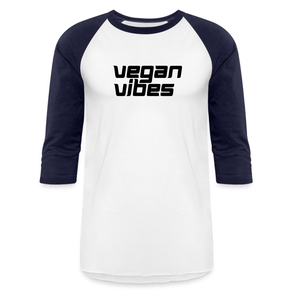 Vegan Vibes Baseball Tee - white/navy