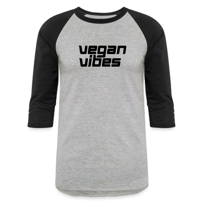 Vegan Vibes Baseball Tee - heather gray/black
