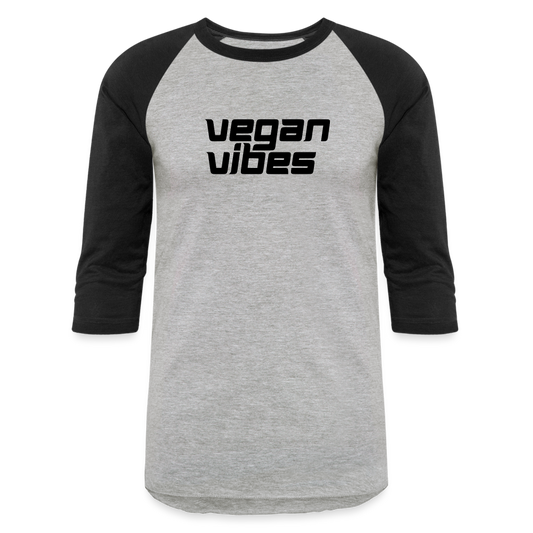 Vegan Vibes Baseball Tee - heather gray/black
