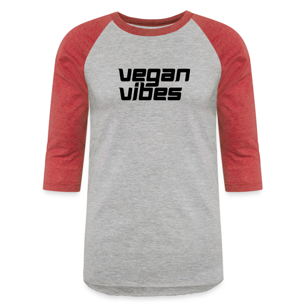 Vegan Vibes Baseball Tee - heather gray/red