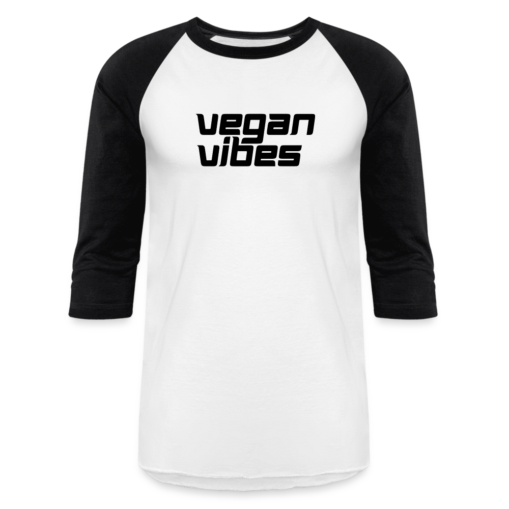 Vegan Vibes Baseball Tee - white/black