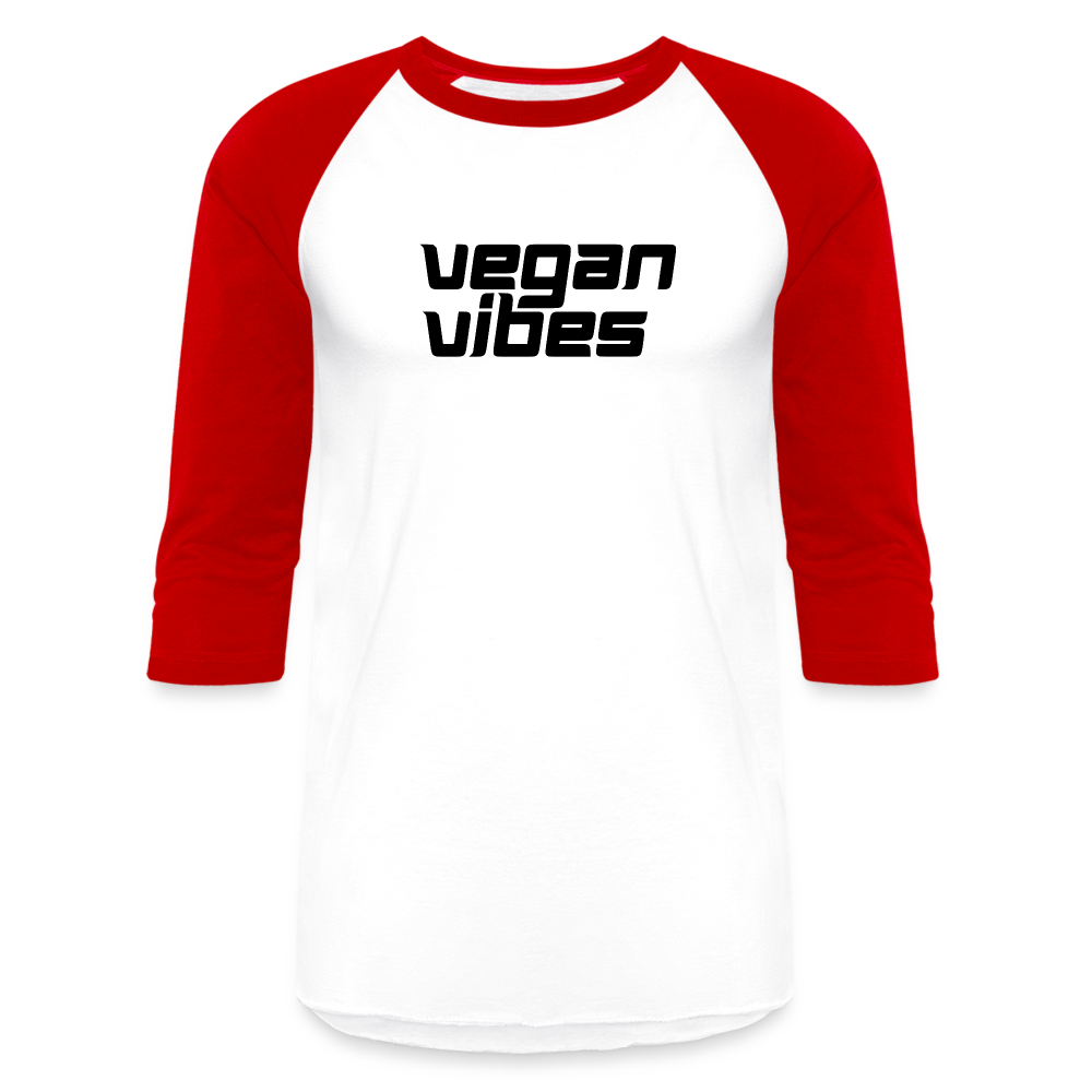 Vegan Vibes Baseball Tee - white/red