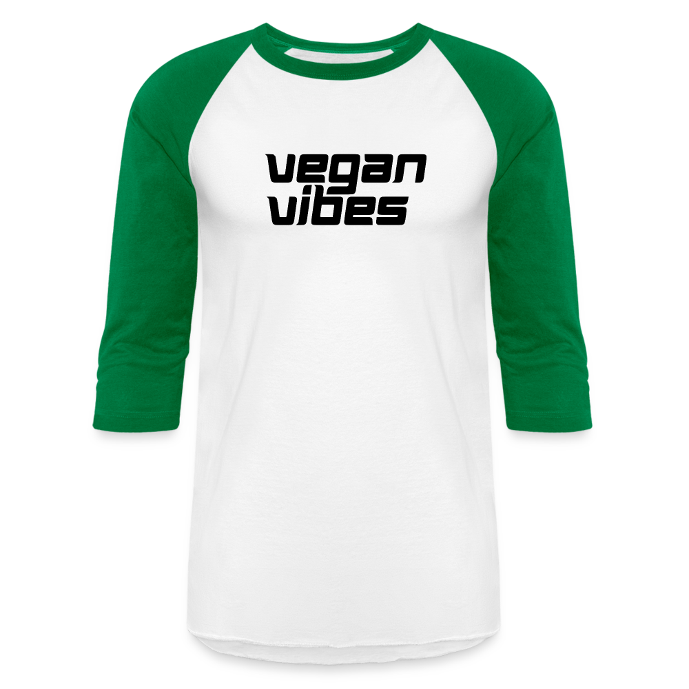 Vegan Vibes Baseball Tee - white/kelly green