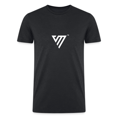 VM Logo [White] Straight Cut Organic Tri-Blend Shirt - heather black