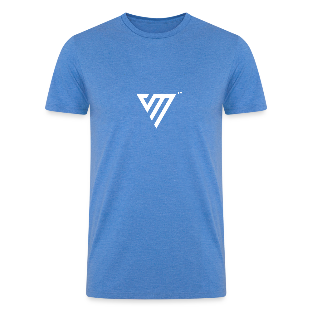 VM Logo [White] Straight Cut Organic Tri-Blend Shirt -  heather blue
