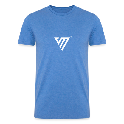 VM Logo [White] Straight Cut Organic Tri-Blend Shirt -  heather blue