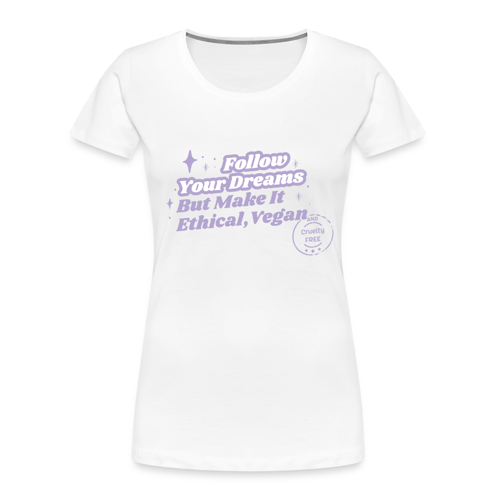 Follow Your Dreams [Purple] Fitted Organic Cotton Shirt - white