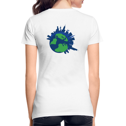 Saving the World [White] Fitted Organic Cotton Shirt, Front/Back - white