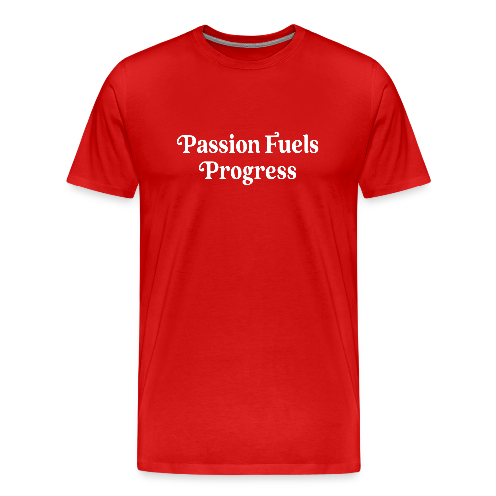 Passion Fuels Progress Straight Cut Organic Cotton Shirt - red