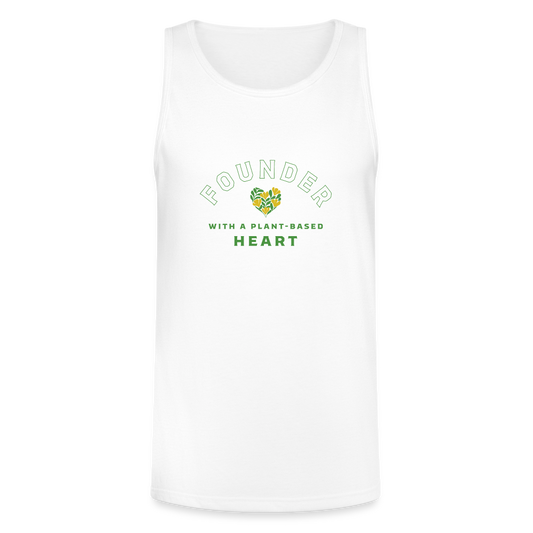 Founder with a Plant-Based Heart Tri-Blend Organic Tank - white